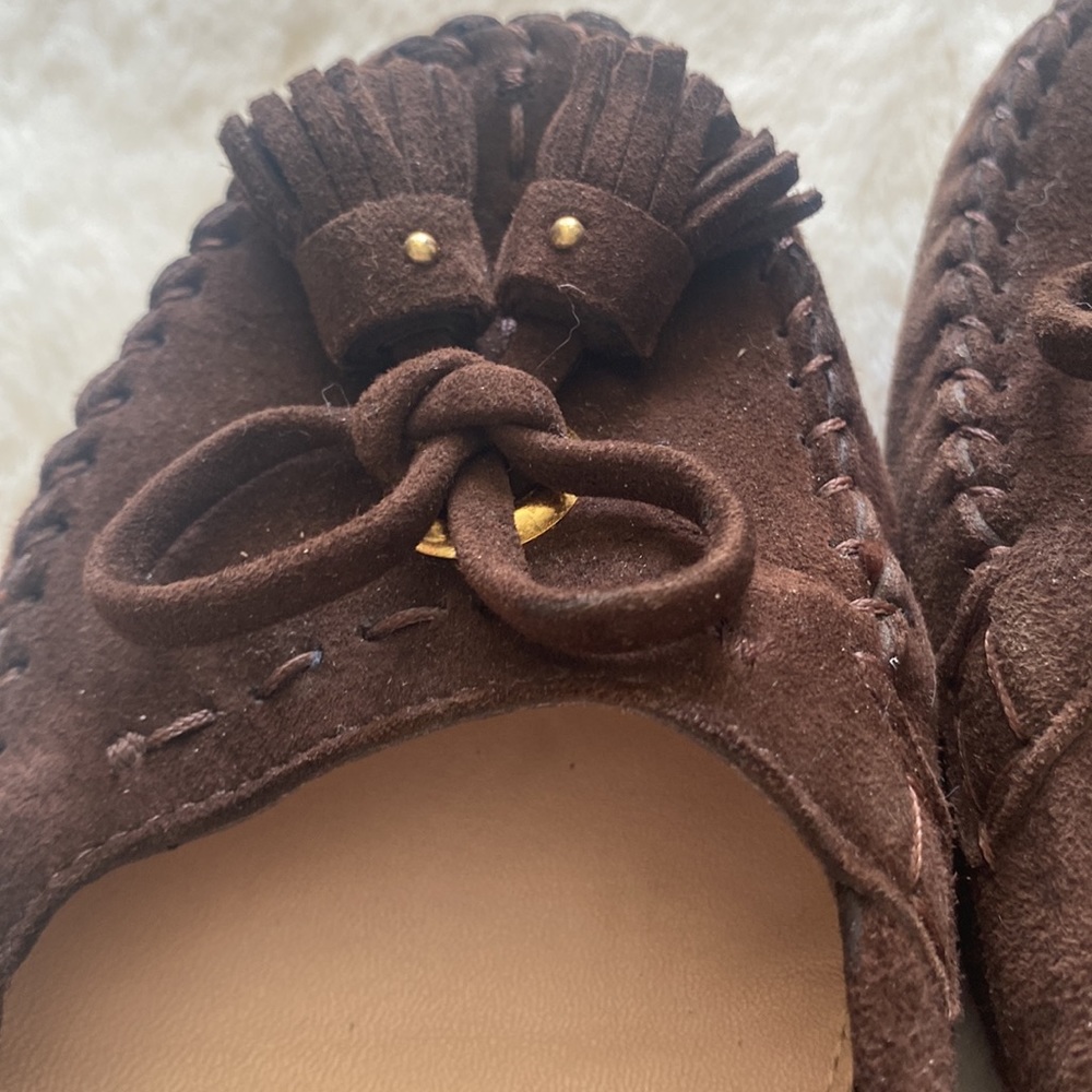 Cole Haan | Brown suede tasseled moccasin style slip on driving shoes | size 8.5 - Picture 8 of 9